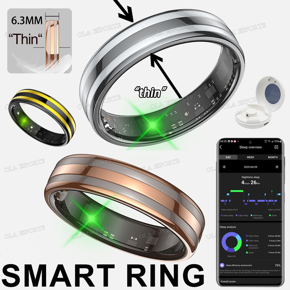 Blood Oxygen Monitor - Anello Intelligente con Rilevamento Gesti, Impermeabile